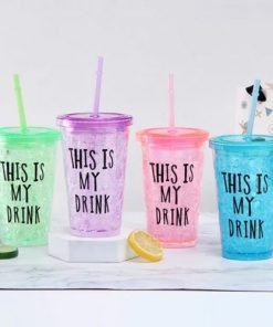 0.5L Plastic Cool Glass Shaped Sipper Bottle