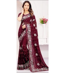 ইন্ডিয়ান জর্জেট শাড়ি ব্লাউজ পিস সহ (41)