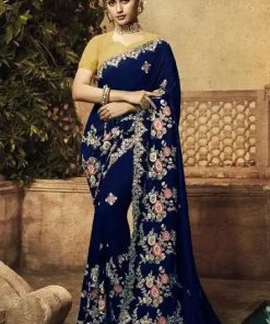 ইন্ডিয়ান জর্জেট শাড়ি ব্লাউজ পিস সহ (36)