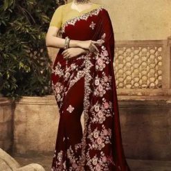 ইন্ডিয়ান জর্জেট শাড়ি ব্লাউজ পিস সহ (35)