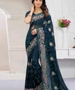 ইন্ডিয়ান জর্জেট শাড়ি ব্লাউজ পিস সহ (49)