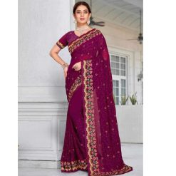 ইন্ডিয়ান জর্জেট শাড়ি ব্লাউজ পিস সহ (44)