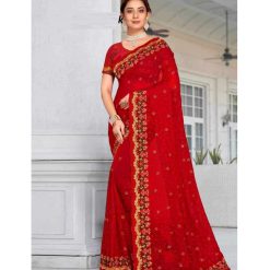 ইন্ডিয়ান জর্জেট শাড়ি ব্লাউজ পিস সহ (43)