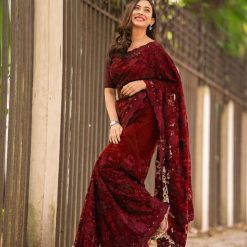 ইন্ডিয়ান জর্জেট শাড়ি ব্লাউজ পিস সহ (27)