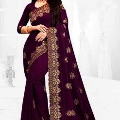 ইন্ডিয়ান জর্জেট শাড়ি ব্লাউজ পিস সহ (24)