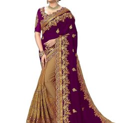 ইন্ডিয়ান জর্জেট শাড়ি ব্লাউজ পিস সহ (17)