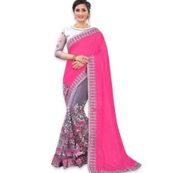 ইন্ডিয়ান জর্জেট শাড়ি ব্লাউজ পিস সহ (3)