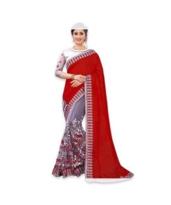 ইন্ডিয়ান জর্জেট শাড়ি ব্লাউজ পিস সহ (2)