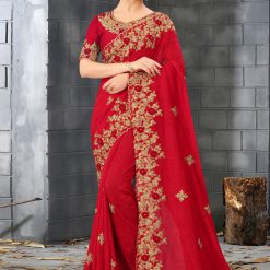 ইন্ডিয়ান জর্জেট শাড়ি ব্লাউজ পিস সহ (7)