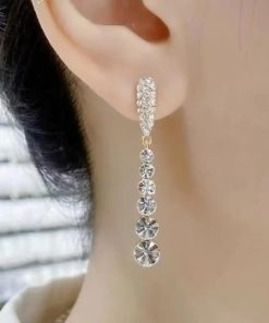 2023 New Inlaid Zircon Long Tassel Gold Colour Earrings For Women