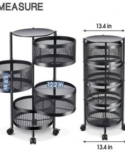 4 Layer 360 degree rotating vegetable shelf Kitchen floor multi-layer multi-function round vegetable basket storage rack