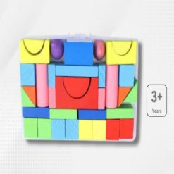 Colorful Wooden Block Castle Building Cubes Puzzle Box