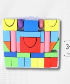 Colorful Wooden Block Castle Building Cubes Puzzle Box