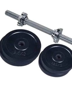 Combo Pack of Four Piece Dumbbell Set with Stick-7.5kg-Black and Silver - gym equipment