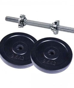 Combo Pack of Two Pieces Dumbbell Set With Stick - 5Kg - Black and Silver