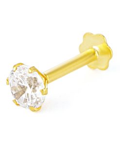 Diamond Cut Radium Zirconia Stone Nose Pin One Stone 18mm (With gift box)