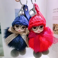 Plush Doll Key Pendant Fur Ball Fashion Small Pendant Backpack Keychains Multicolor per pcs