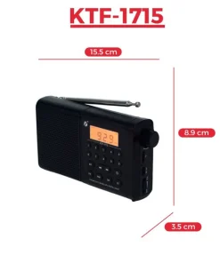 KTF-1715 Bluetooth, TF Card & FM/MW/SW 3 Bands Radio & Clock Supported Digital Display Speaker