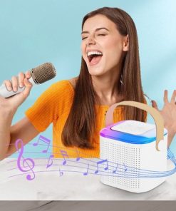 Mini Karaoke Machine, Portable Bluetooth Speaker with Wireless Microphones