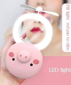 Mini Mirror Portable Fan Led USB Piggy HC Fan