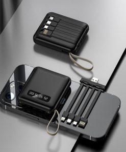 Mini Portable Charger 20000Mah Charging Power Banks Fast Charging Built-in 4 Cable