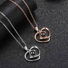 Pure Silver Heart Projection 100 Hundred Languages I Love You Necklace Pendant