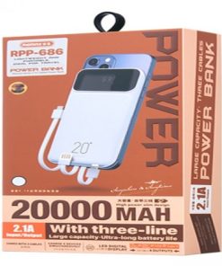 Remax Rpp-686 Power Bank 20000Mah Built-In Three Cables