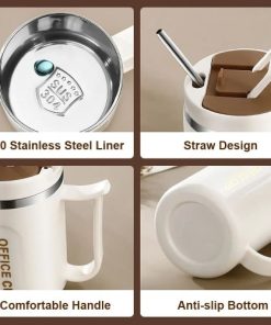 Stainless Steel Water Cup Household Insulated Lid Double Layer Coffee Mug Heat-resistant Drinkware 500ML