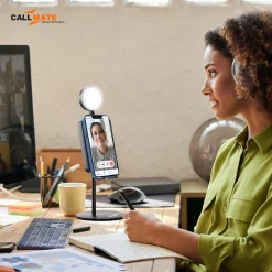 Universal Desktop Stand with Selfie Lighting Smartphone Vlogging Stand with Selfie Light