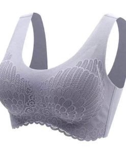 Women Solid Color Padded Wireless Seamless Bra Lace Push Up Brassiere Underwear