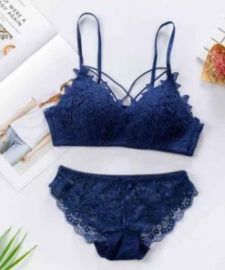 Modern Push Up Bra And Panty Set for Women Blue