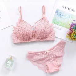 Modern Push Up Bra And Panty Set for Women Pink