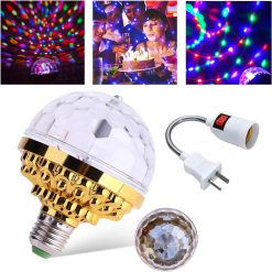 mposei Colorful Rotating Magic Ball Light, Party Lights Disco Ball, Mirror Disco Ball Shape Bulb, Magic Rotating Ball Light Bulb with Sockets for Home