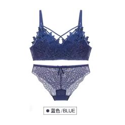 Sexy Underwear Set Cotton Push-up Bra and Panty Sets blue