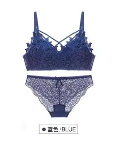 Sexy Underwear Set Cotton Push-up Bra and Panty Sets blue