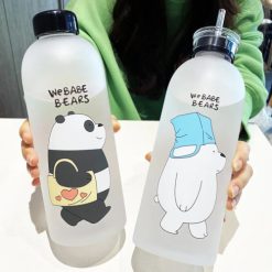 1000ml Cute Panda Bear Cup Water Bottles With Straw price in Bangladesh,