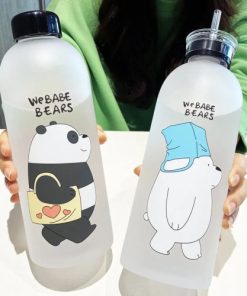 1000ml Cute Panda Bear Cup Water Bottles With Straw price in Bangladesh,