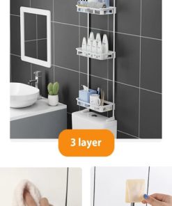 Shelf Above The Toilet Tank,Toilet Rack,Punch-free Multi-functional Storage Rack With Supporting Feet Bathroom Accessories 2