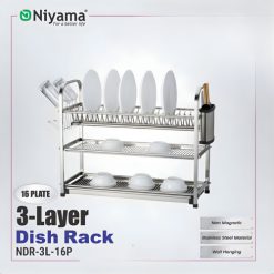 Niyama 3 Layer16 Plate Dish Rack NDR-3LB-16P